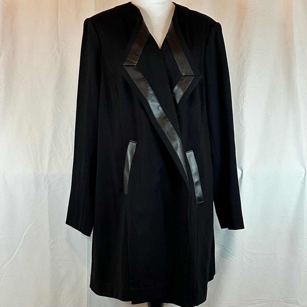 Lane Bryant Black Coat with Leather Trim